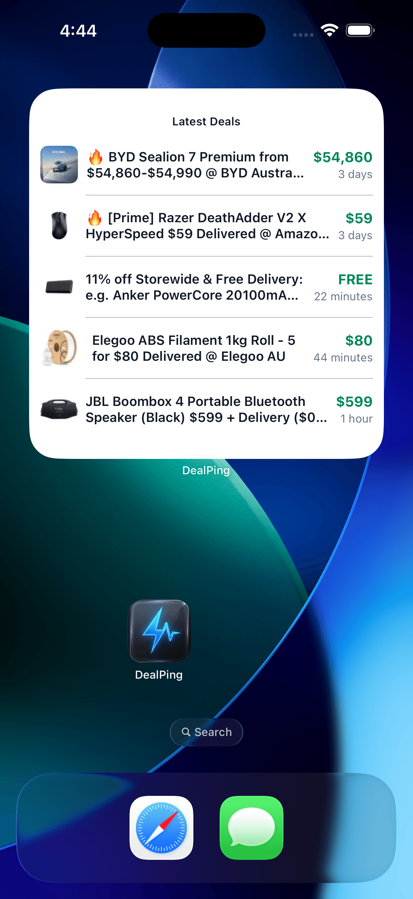 DealPing Small Widget